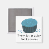 Blue Cupcake met Cute Gezegde Magneet (Voorkant / Achterkant)