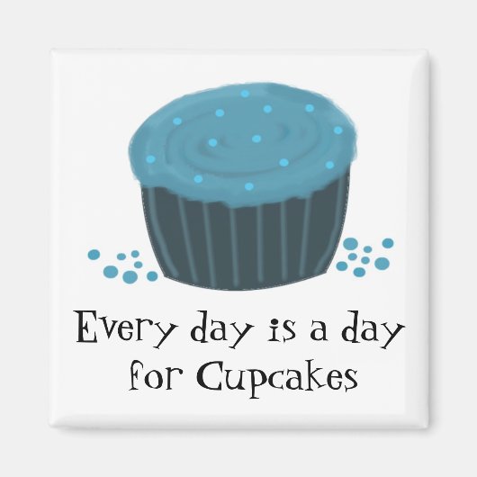 Blue Cupcake met Cute Gezegde Magneet (Voorkant)