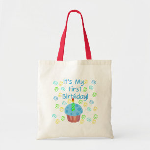 Blue Cupcake met kaarle First Birthday Tote Bag