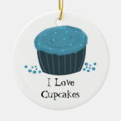 Blue Cupcake met Sprinkles Keramisch Ornament (Voorkant)