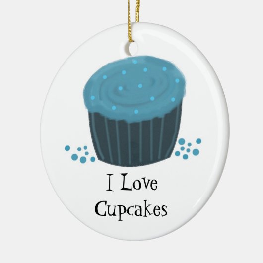 Blue Cupcake met Sprinkles Keramisch Ornament (Links)