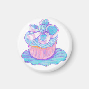 Blue Cupcake op Bord Magnet
