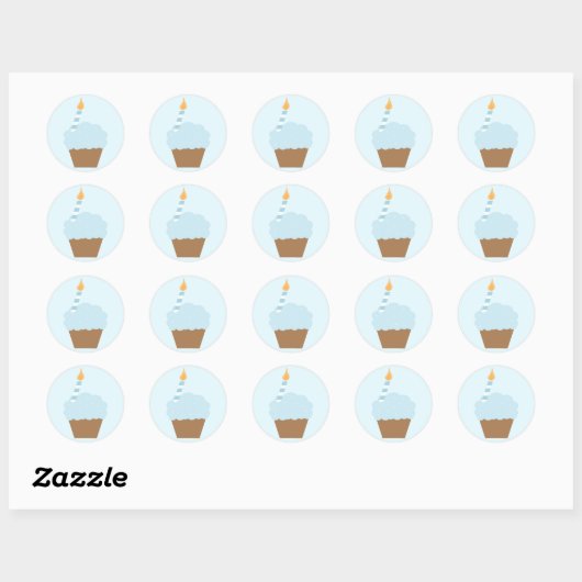 Blue Cupcake Ronde Sticker (Vel)