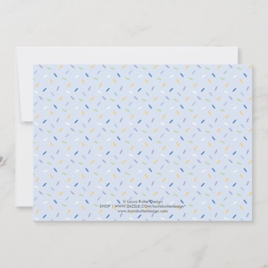  Blue Cupcake Sprinkle Uitnodiging (Achterkant)