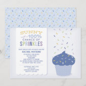 Blue Cupcake Sprinkle Uitnodiging (Voorkant / Achterkant)