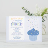 Blue Cupcake Sprinkles Baby Sprinkle Uitnodiging (Staand voorkant)