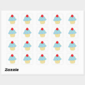 Blue Cupcake Vierkante Sticker (Vel)