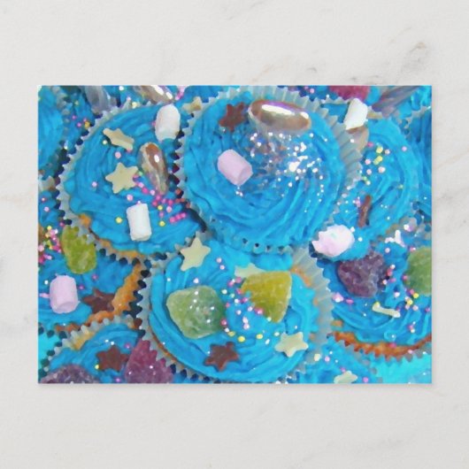 Blue Cupcakes briefkaart (Voorkant)