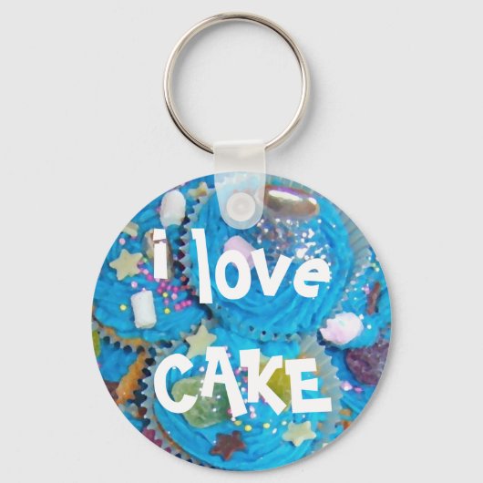 Blue Cupcakes 'i love CAKE'-sleutelhanger Sleutelhanger (Voorkant)