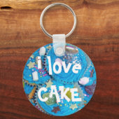 Blue Cupcakes 'i love CAKE'-sleutelhanger Sleutelhanger (Voorkant)