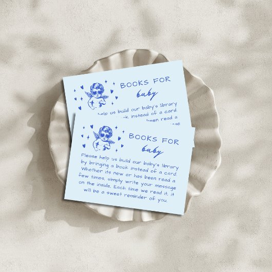 Blue Cupid Valentines Book Request Baby Shower Informatiekaartje
