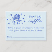 Blue Cupid Valentines Diaper Raffle Baby Shower Informatiekaartje (Voorkant)