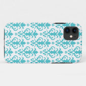 Blue Curacao Aqua Damask iPhone 5 Hoesje (Achterkant (horizontaal))