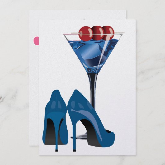 Blue Curacao Cocktail uitnodiging (Voorkant / Achterkant)