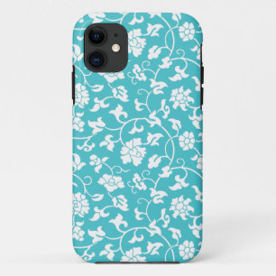 Blue Curacao Floral Damask iPhone 5 Hoesje