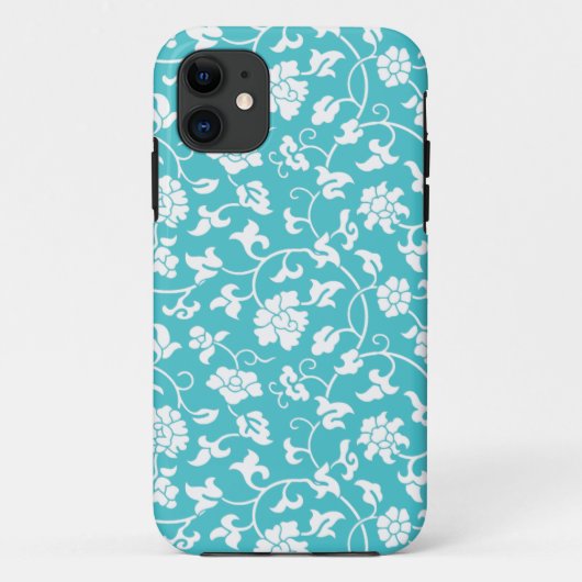 Blue Curacao Floral Damask iPhone 5 Hoesje (Achterkant)