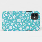Blue Curacao Floral Damask iPhone 5 Hoesje (Achterkant (horizontaal))
