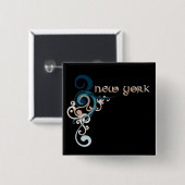 Blue Curly New York Button Dark (Voorkant /achterkant)