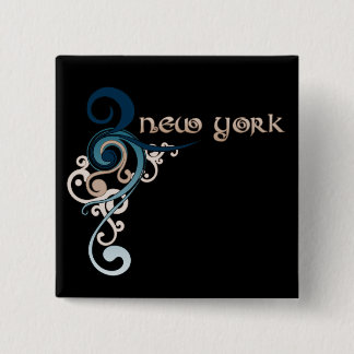 Blue Curly New York Button Dark