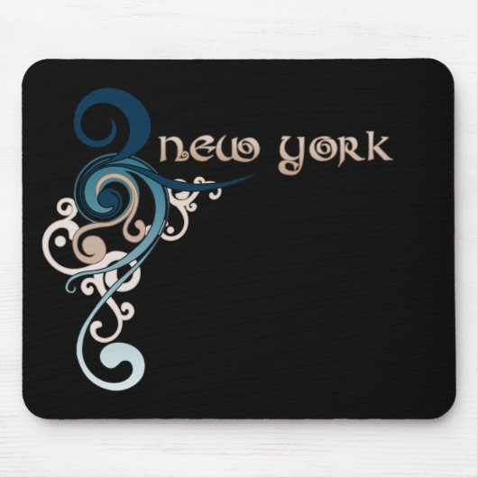 Blue Curly New York Mousepad Dark Muismat (Voorkant)