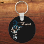 Blue Curly Rhode Island Sleutelhanger Donker (Voorkant)