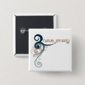 Blue Curly Swirl New Jersey Button (Voorkant /achterkant)