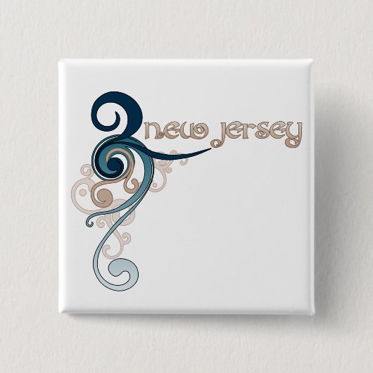 Blue Curly Swirl New Jersey Button (Voorkant)