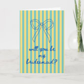 Blue Cursive + Aqua & Yellow Bridesmaid Proposal Kaart (Voorkant)