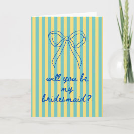 Blue Cursive + Aqua & Yellow Bridesmaid Proposal Kaart