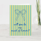 Blue Cursive + Aqua & Yellow Maid of Honor Kaart (Voorkant)