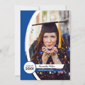 Blue Curved Lijst Photo Afstuderen Kaart (Voorkant)