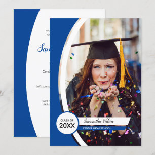 Blue Curved Lijst Photo Afstuderen Kaart