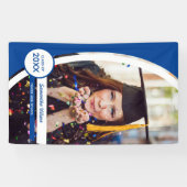 Blue Curved Lijst Photo Afstuderen Spandoek (Horizontaal)