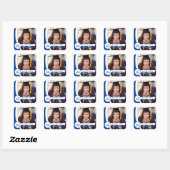 Blue Curved Lijst Photo Afstuderen Vierkante Sticker (Vel)