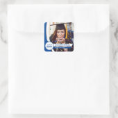 Blue Curved Lijst Photo Afstuderen Vierkante Sticker (Tas)