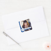 Blue Curved Lijst Photo Afstuderen Vierkante Sticker (Envelop)