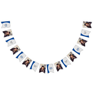 Blue Curved Lijst Photo Afstuderen Vlaggetjes