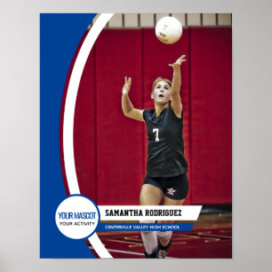 Blue Curved Lijst School Photo Poster