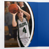 Blue Curved Lijst Three Photo Afstuderen Drieluik Uitnodiging (Binnenzijde eerst)