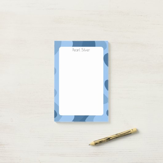 Blue Curves CUSTOM Chic Monogram aangepast Post-it® Notes (Op bureau)