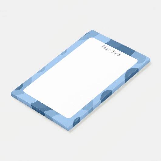 Blue Curves CUSTOM Chic Monogram aangepast Post-it® Notes (Schuin)