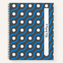 Blue Curving Line Pattern op Grey