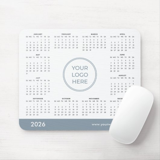 Blue Custom 2026 Calendar Business Logo Mouse Pad Muismat (Met muis)