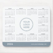 Blue Custom 2026 Calendar Business Logo Mouse Pad Muismat (Voorkant)