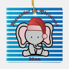 Blue Custom Baby Boy Name First Kerstmis 2022 Keramisch Ornament