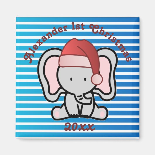 Blue Custom Baby Boy Name First Kerstmis 2022 Magneet (Voorkant)
