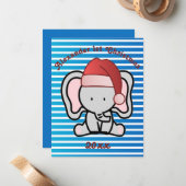 Blue Custom Baby Boy Name First Kerstmis 2022 Notitiekaartje (Voorkant / Achterkant in situ)