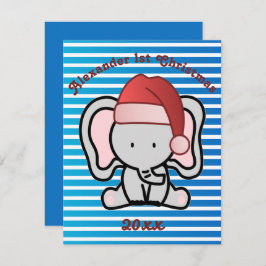 Blue Custom Baby Boy Name First Kerstmis 2022 Notitiekaartje
