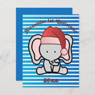 Blue Custom Baby Boy Name First Kerstmis 2022 Notitiekaartje