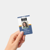Blue Custom Business Logo Medewerker Foto Badge (Handheld)